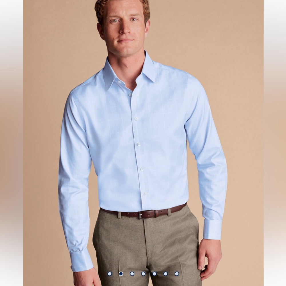 Men’s Charles Tyrwhitt Non-Iron Prince of Wales Shirt extra slim fit 16/34